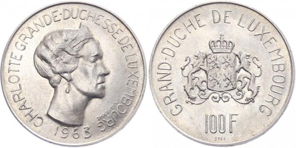 Luxemburg 100 Franken 1963 - Kursmünze