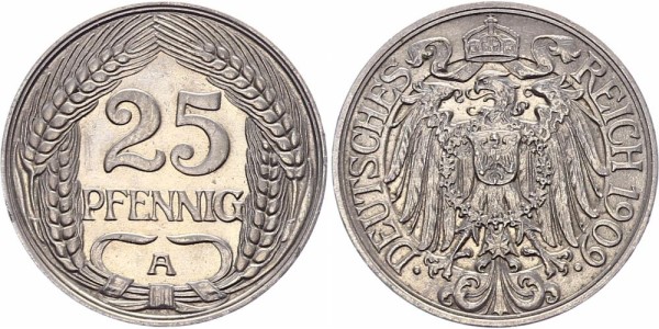 Kaiserreich 25 Pfennig 1909 A Kursmünze