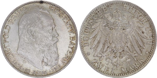 Königreich Bayern 2 Mark 1911 D Prinzregent Luitpold