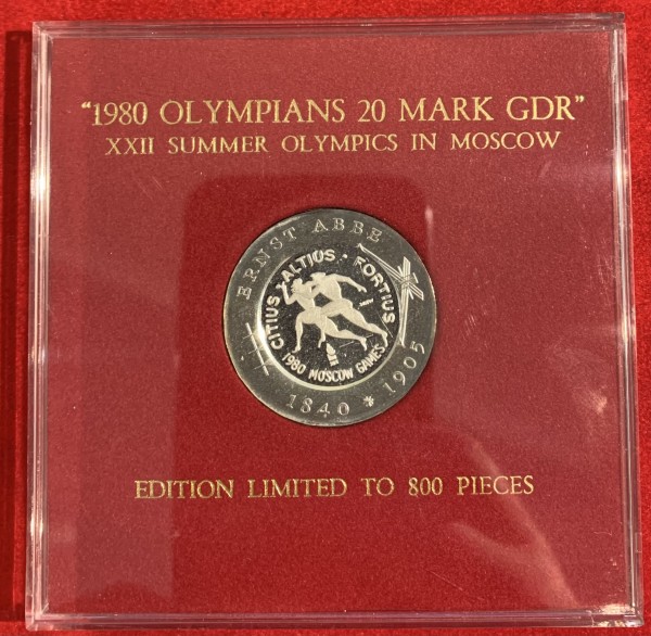 DDR 20 Mark 1980 - Abbe, Probe mit falscher Zahl XIX., Olympiade Moskau