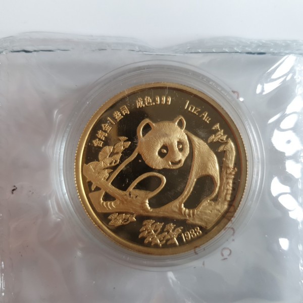 China Medaille 1988 Panda, Munich Coin Show 1 Oz. PP
