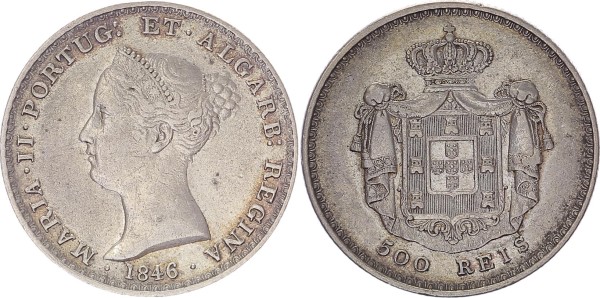 Portugal 500 Reis 1846 Maria II. 1834-1853