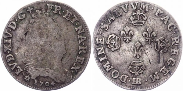 Frankreich 10 Sols-1/8 Ecu 1704 BB Ludwig XIV., 1643 - 1715