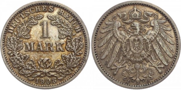 Deutsches Reich 1 Mark 1908 J Großer Adler