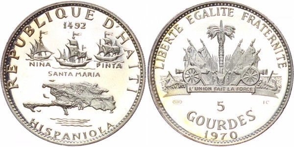 Haiti 5 Gourdes 1970 - Columbus Discovers America