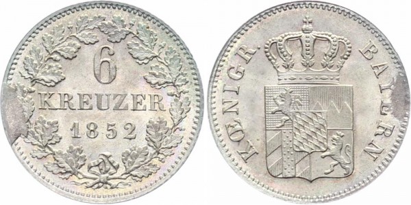 Bayern 6 Kreuzer 1852