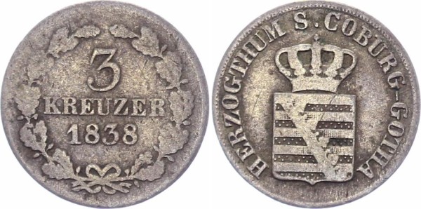 Sachsen-Coburg-Gotha 3 Kreuzer 1838