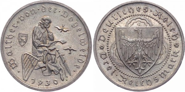 Weimarer Republik 3 Reichsmark 1930 G Walther von der Vogelweide