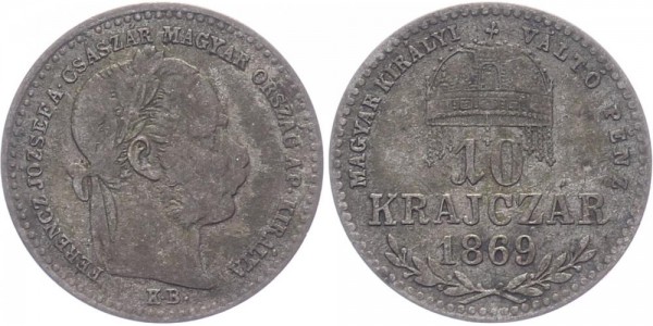 Österreich-Ungarn 10 Krajczar/Kreuzer 1869 KB Franz Josef