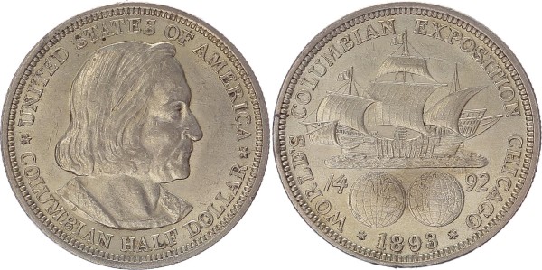 USA 1/2 Half Dollar 1892 Columbian Exposition