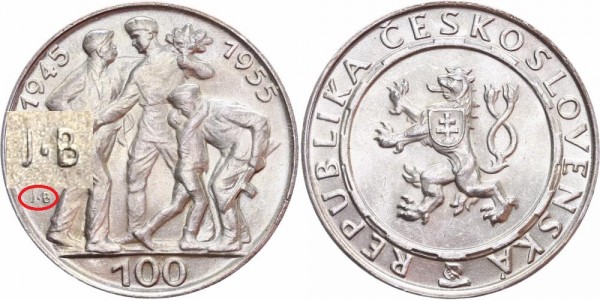 Tschechoslowakei 100 Kronen 1955 - 10 Jahre Befreiung von Deutschland