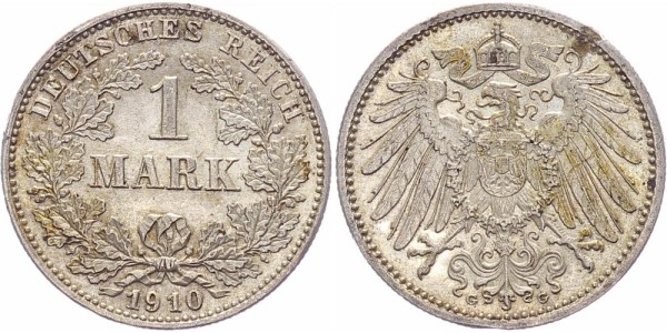 Kaiserreich 1 Mark 1910 G Kursmünze