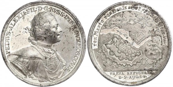 Russland Medaille 1704 - Peter der Große, 1689-1725, Eroberung von Narva