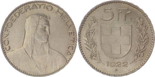 Schweiz 5 Franken 1922 B