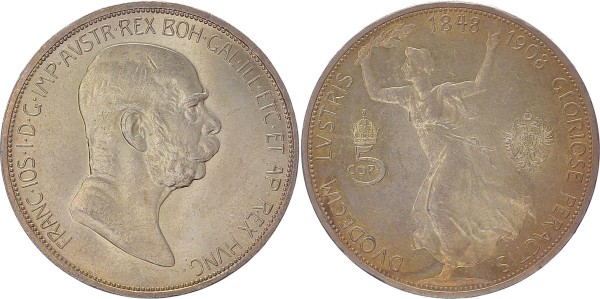 Österreich-Ungarn 5 Corona 1908 - Franz Josef, Regierungsjubiläum