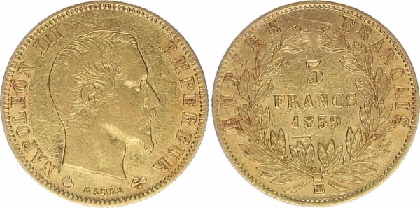 Frankreich 5 Francs 1859 BB Napoleon III.