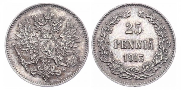 Finnland 25 Penniä 1913 - Kursmünze