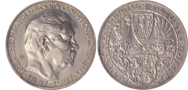 Weimarer Republik Medaille 1927 - Hindenburg