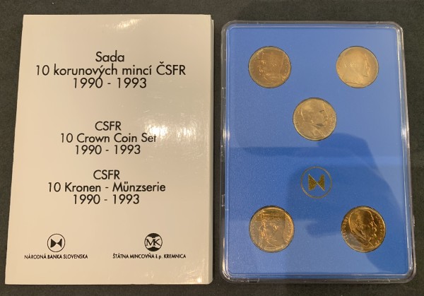 Tschechoslowakei 10 Kronen 1990-1993 - 10 Crown Coin Mint Set
