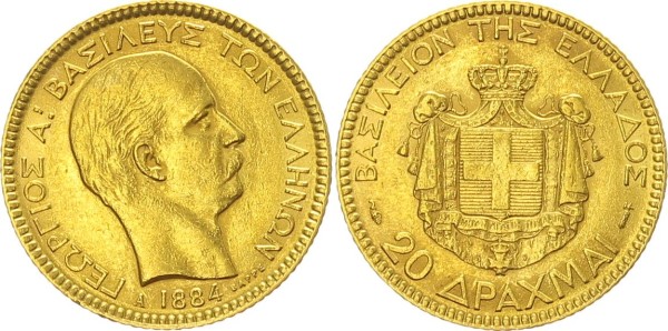 Griechenland 20 Drachmen 1884 - Georg I. 1863-1913