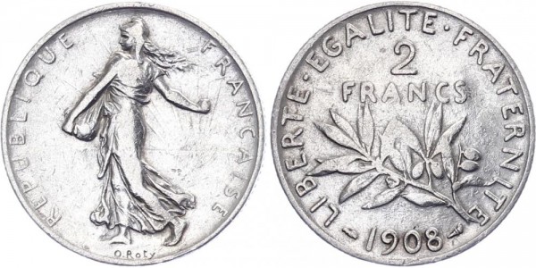 Frankreich 2 Francs 1908 - Kursmünze