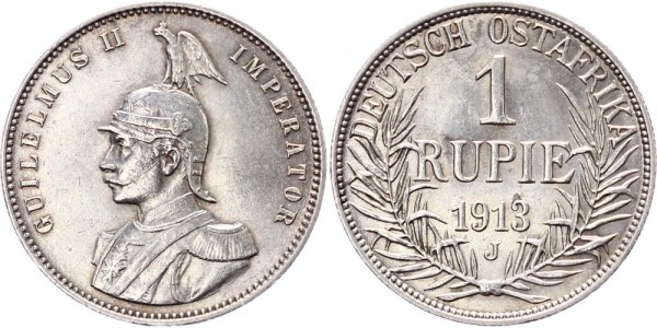 Deutsch Ostafrika 1 Rupie 1913 J Wilhelm II.