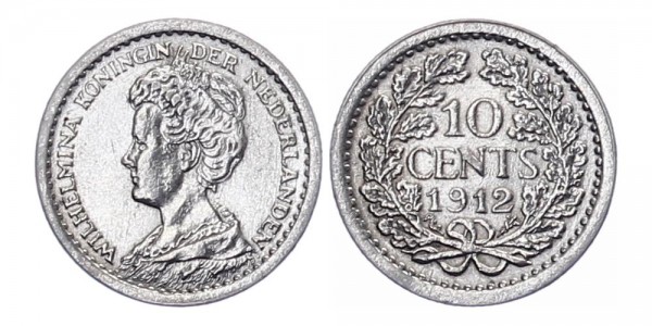 Niederlanden 10 cent 1912 - Kursmünze