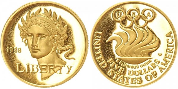 USA 5 Dollars 1988 Olympiade Seoul / Liberty