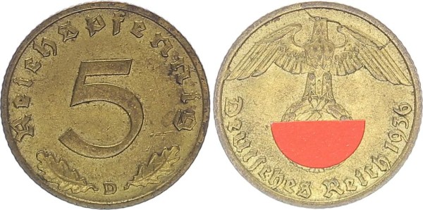 Drittes Reich 5 Reichspfennig 1936 D Kursmünzen 1933-1945