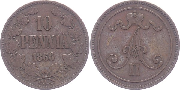 Finnland/Russland 10 Penniä 1866 - -