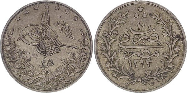 Osmanisches Reich/Türkei 5 Qirsh AH 1293 Abdul Hamid II. (1876-1909)