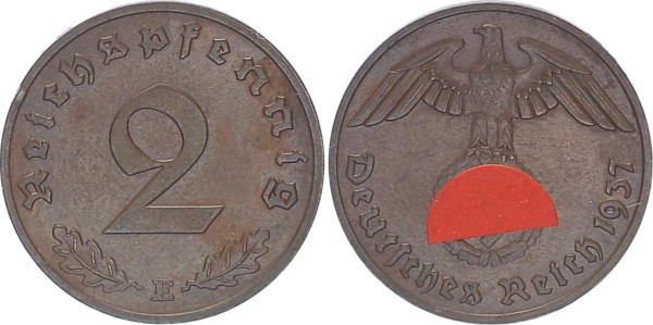 Drittes Reich 2 Reichspfennig 1937 E Kursmünzen 1933-1945
