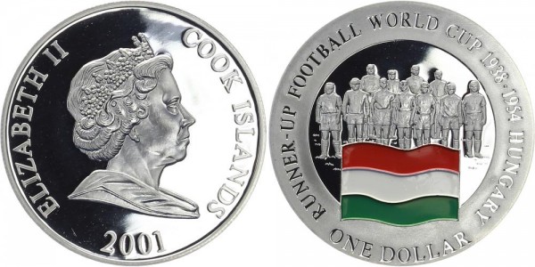 COOK ISLANDS 1 Dollar 2001 - Ungarn Weltmeister 1938 und 1954