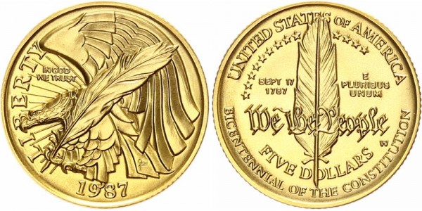 USA 5 Dollars 1987 - 200. Jahrestag Verfassung/Constitution