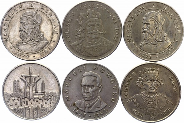 Polen 20, 50, 10.000 Zlotych div. Jahre - Kleines Lot von 6 Münzen