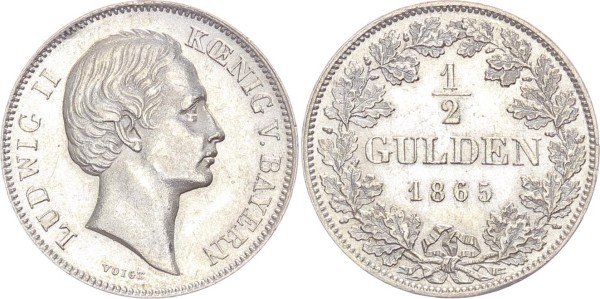 Bayern 1/2 Gulden 1865 - Ludwig II.