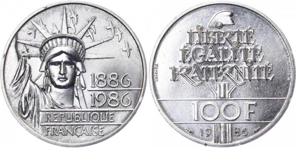Frankreich 100 Francs 1986 - Freiheitsstatue - Statue of liberty