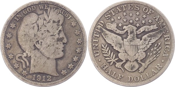 USA Half Dollar 1912 - Barber