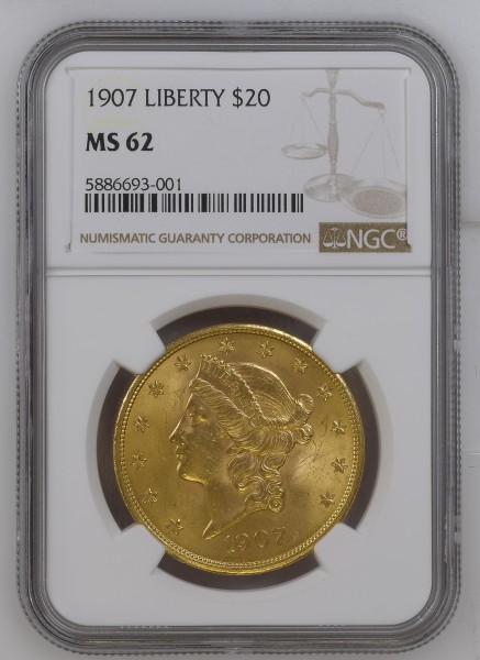 USA 20 Dollar 1907 Liberty Head Double Eagle NGC MS62