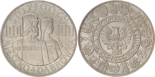 Polen 100 Zloty 1966 Polnisches Jahrtausend - Probe