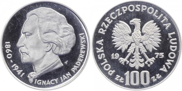 Polen 100 Zlotych 1975 - Ignacy Jan Paderewski