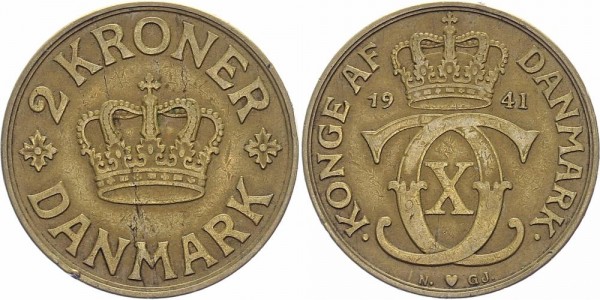 Dänemark 2 Kroner 1941 - Kursmünze