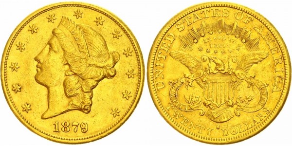 USA 20$ (20 Dollars) 1879 S Liberty Head