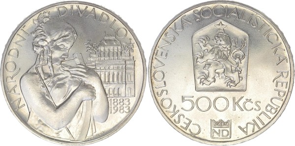 Tschechoslowakei/CSSR 500 Kronen 1983 100 Jahre Prager Nationaltheater