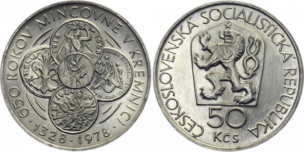 CSSR 50 Kč 1978 - 650 J. Münzstätte Kremnitz