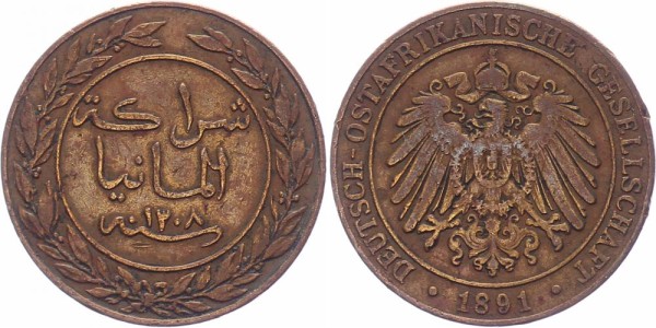 Deutsch Ostafrika 1 Pesa 1891 - Kolonie
