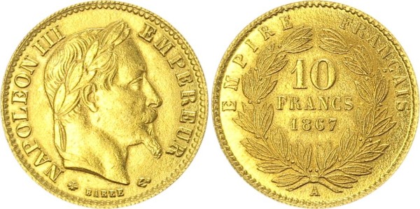 Frankreich 10 Francs 1867 - Napoleon III.