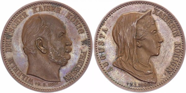 Brandenburg-Preußen Medaille 1890 - Augusta 1811-1890, Gemahlin Kaiser Wilhelms I.