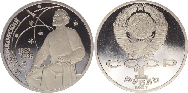 Sowjetunion 1 Rubel 1987 - Konstantin Ziolkowski PP Variante