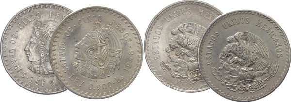 Mexico 2x 5 Pesos 1948 - Republik
